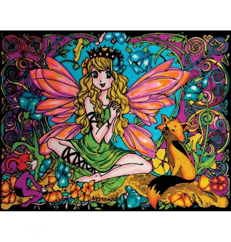 🧚‍♀️ Cuadro para Colorear con Bordes de Terciopelo – Hada del Bosque Encantado