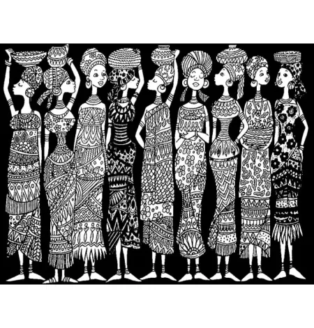 Cuadro para Colorear "Mujeres del Sol Africano" 🌍✨
