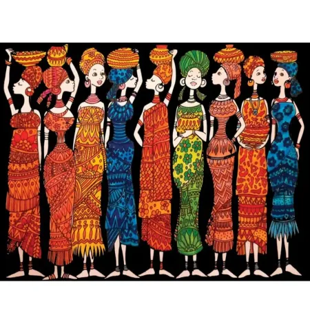 Cuadro para Colorear "Mujeres del Sol Africano" 🌍✨