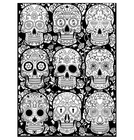 Cuadro para Colorear "Calaveras del Día de los Muertos" 💀🌹✨