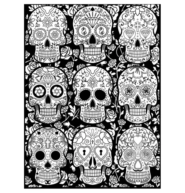 Cuadro para Colorear "Calaveras del Día de los Muertos" 💀🌹✨