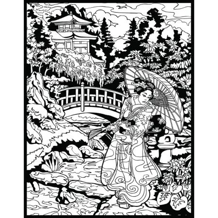 Cuadro para Colorear "Geisha del Jardín Imperial" 🌸⛩️✨
