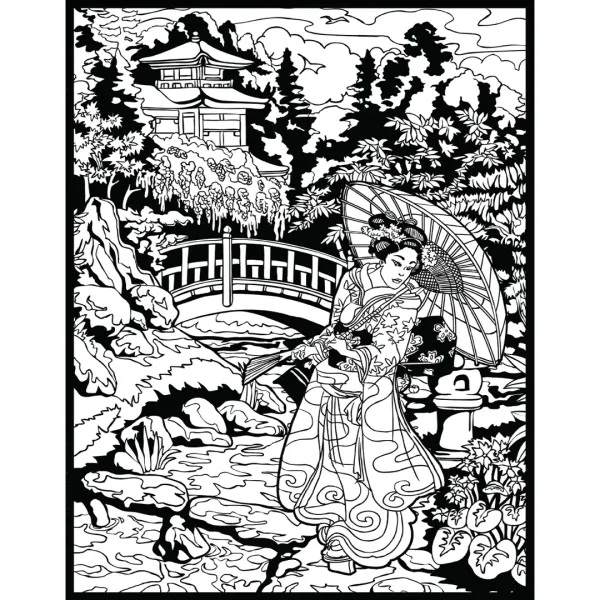 Cuadro para Colorear "Geisha del Jardín Imperial" 🌸⛩️✨