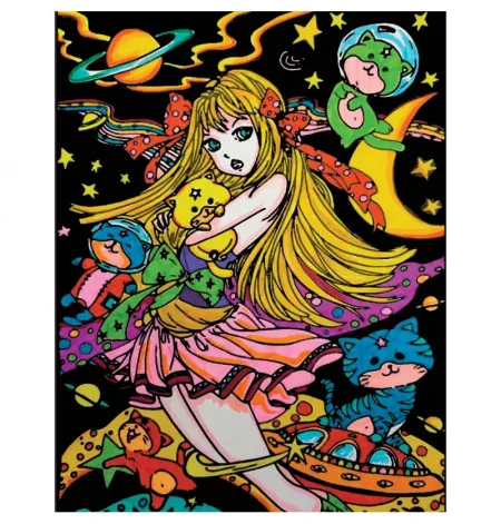 Cuadro para Colorear "Sueños de las Estrellas" 🌙⭐🐱